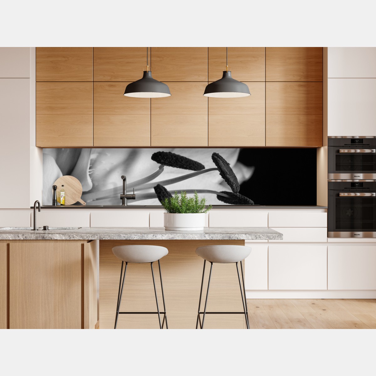 Repositionierbarer Aufkleber monochrome lilie nahaufnahme – Wallnifity® Repositionierbarer Aufkleber monochrome lilie nahaufnahme – Wallnifity®