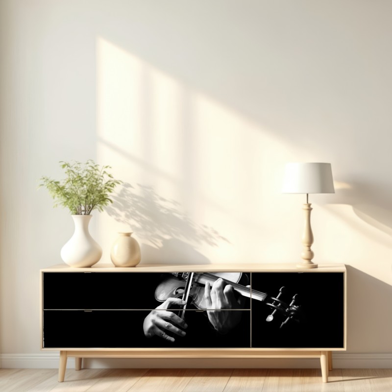 Repositionierbarer Aufkleber geige in monochrom – Wallnifity® Repositionierbarer Aufkleber geige in monochrom – Wallnifity®