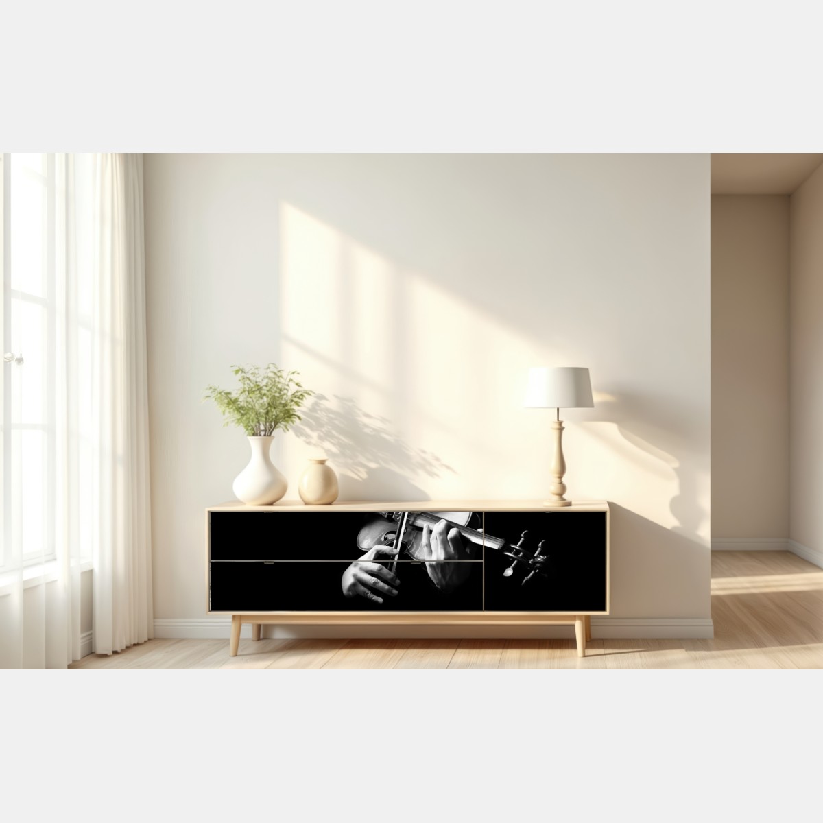 Repositionierbarer Aufkleber geige in monochrom – Wallnifity® Repositionierbarer Aufkleber geige in monochrom – Wallnifity®