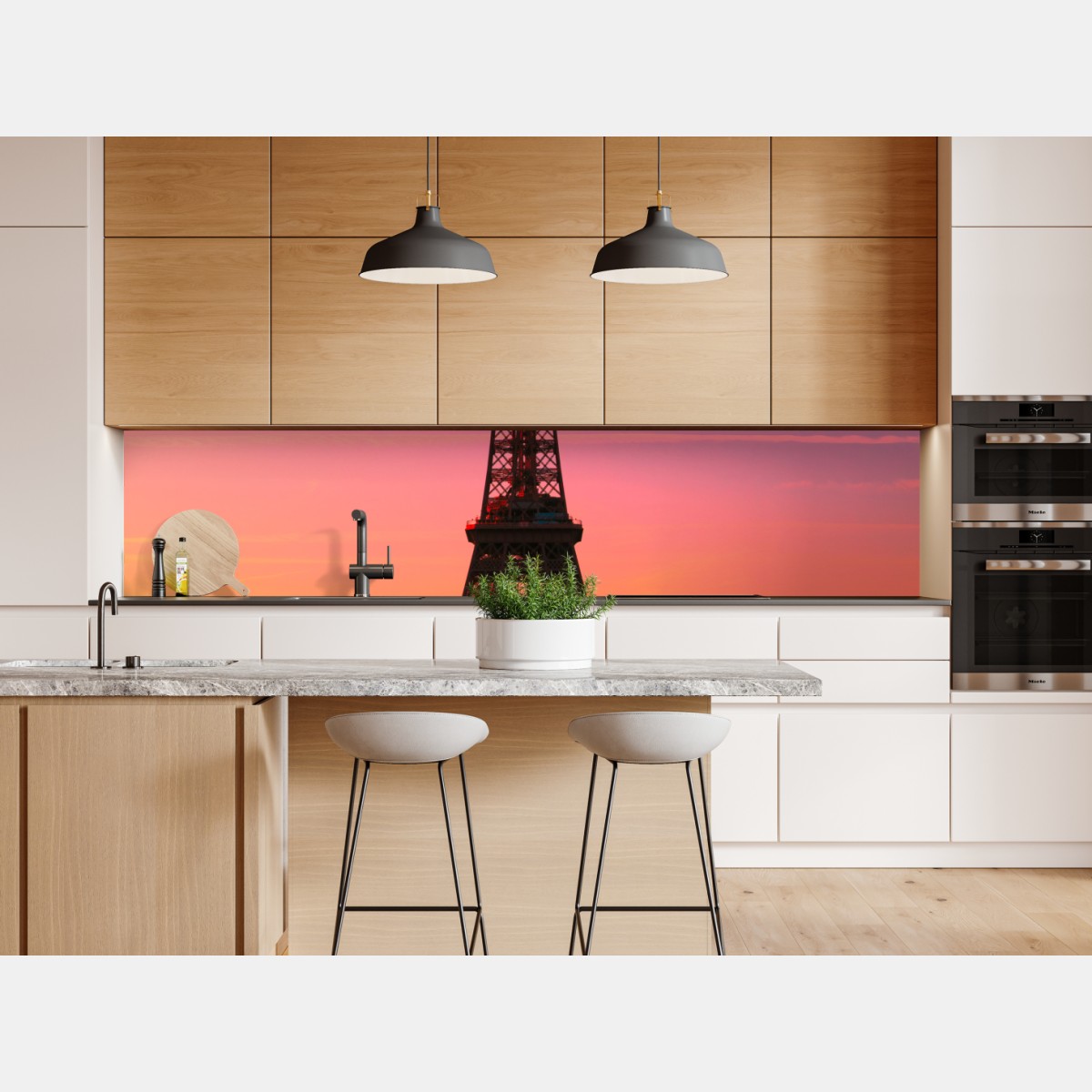 Repositionierbarer Aufkleber sonnenaufgang über dem Eiffelturm – Wallnifity® Repositionierbarer Aufkleber sonnenaufgang über dem Eiffelturm – Wallnifity®