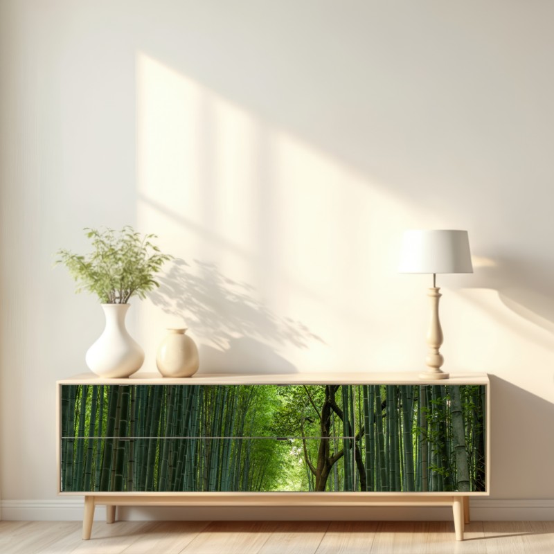 Repositionierbarer Aufkleber ruhiger bambushainpfad – Wallnifity® Repositionierbarer Aufkleber ruhiger bambushainpfad – Wallnifity®