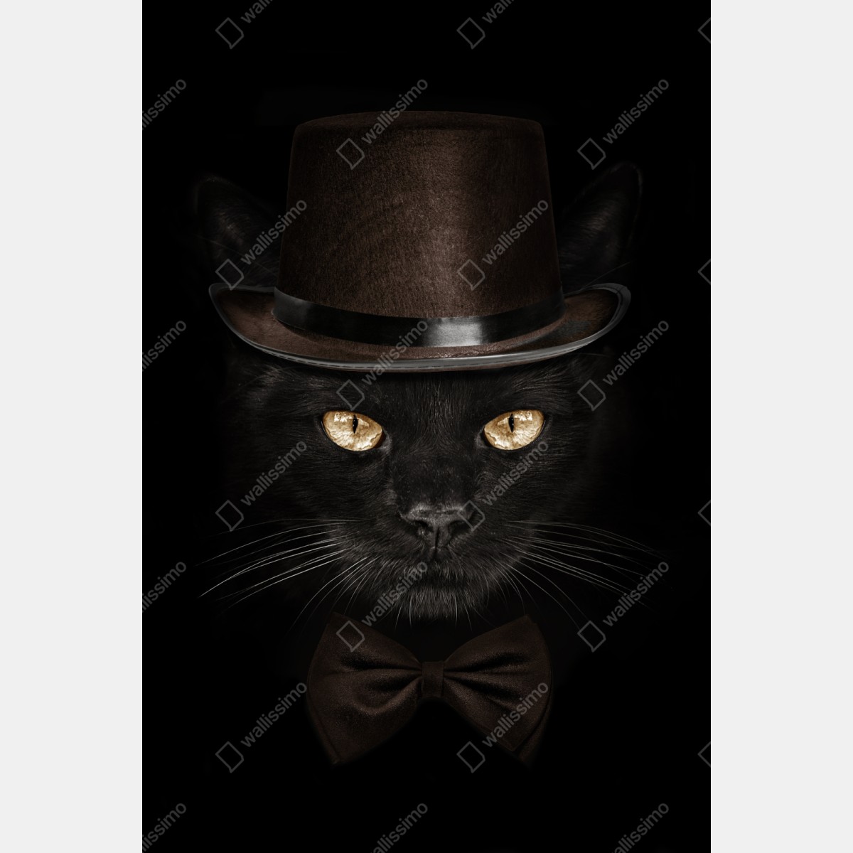 Repositionierbarer Aufkleber elegante schwarze katze mit zylinder und fliege – Wallnifity® Repositionierbarer Aufkleber elegante schwarze katze mit zylinder und fliege – Wallnifity®