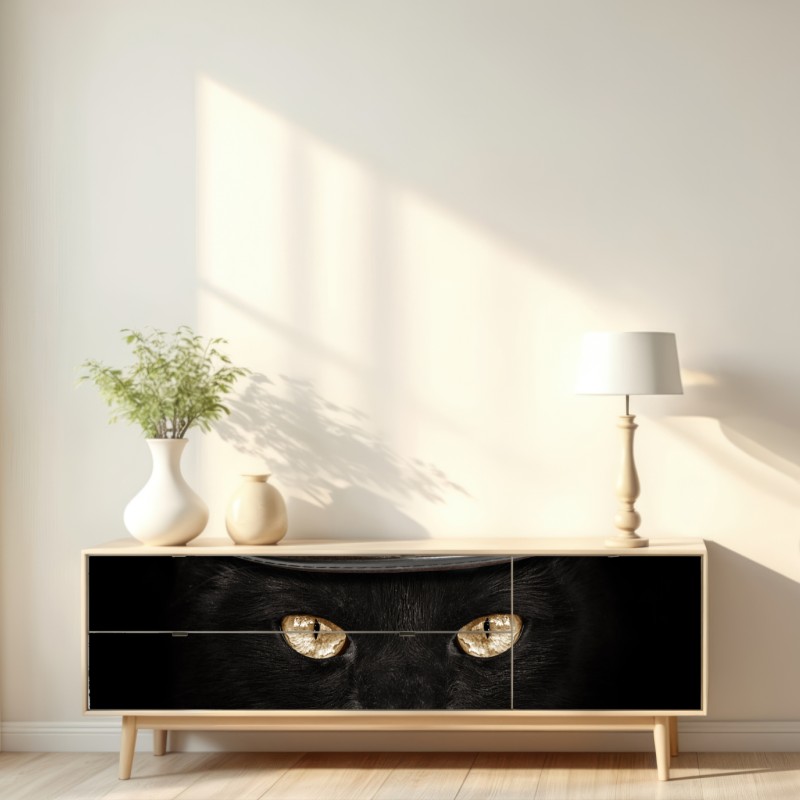 Repositionierbarer Aufkleber elegante schwarze katze mit zylinder und fliege – Wallnifity® Repositionierbarer Aufkleber elegante schwarze katze mit zylinder und fliege – Wallnifity®