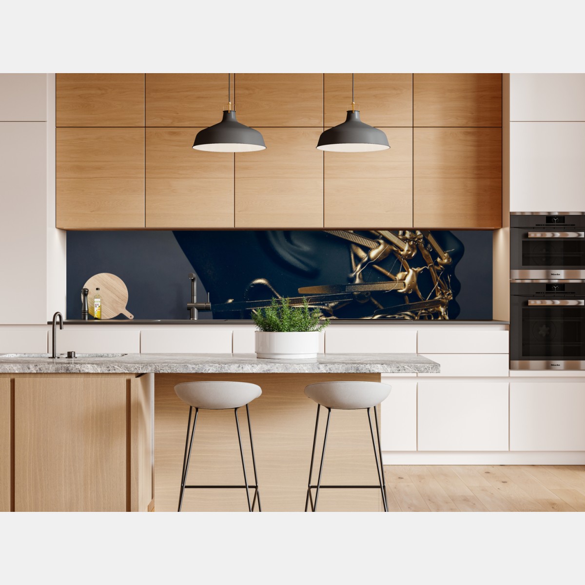 Repositionierbarer Aufkleber goldene drahtskulptur auf schwarzer büste – Wallnifity® Repositionierbarer Aufkleber goldene drahtskulptur auf schwarzer büste – Wallnifity®