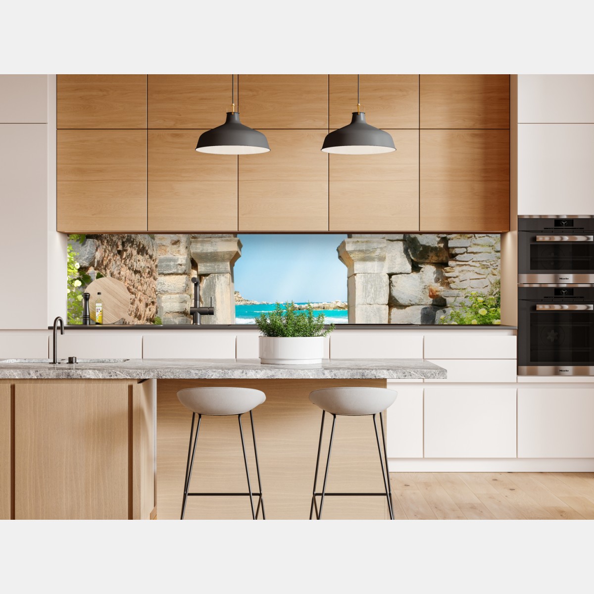 Repositionierbarer Aufkleber sonniger bogen zum meer – Wallnifity® Repositionierbarer Aufkleber sonniger bogen zum meer – Wallnifity®