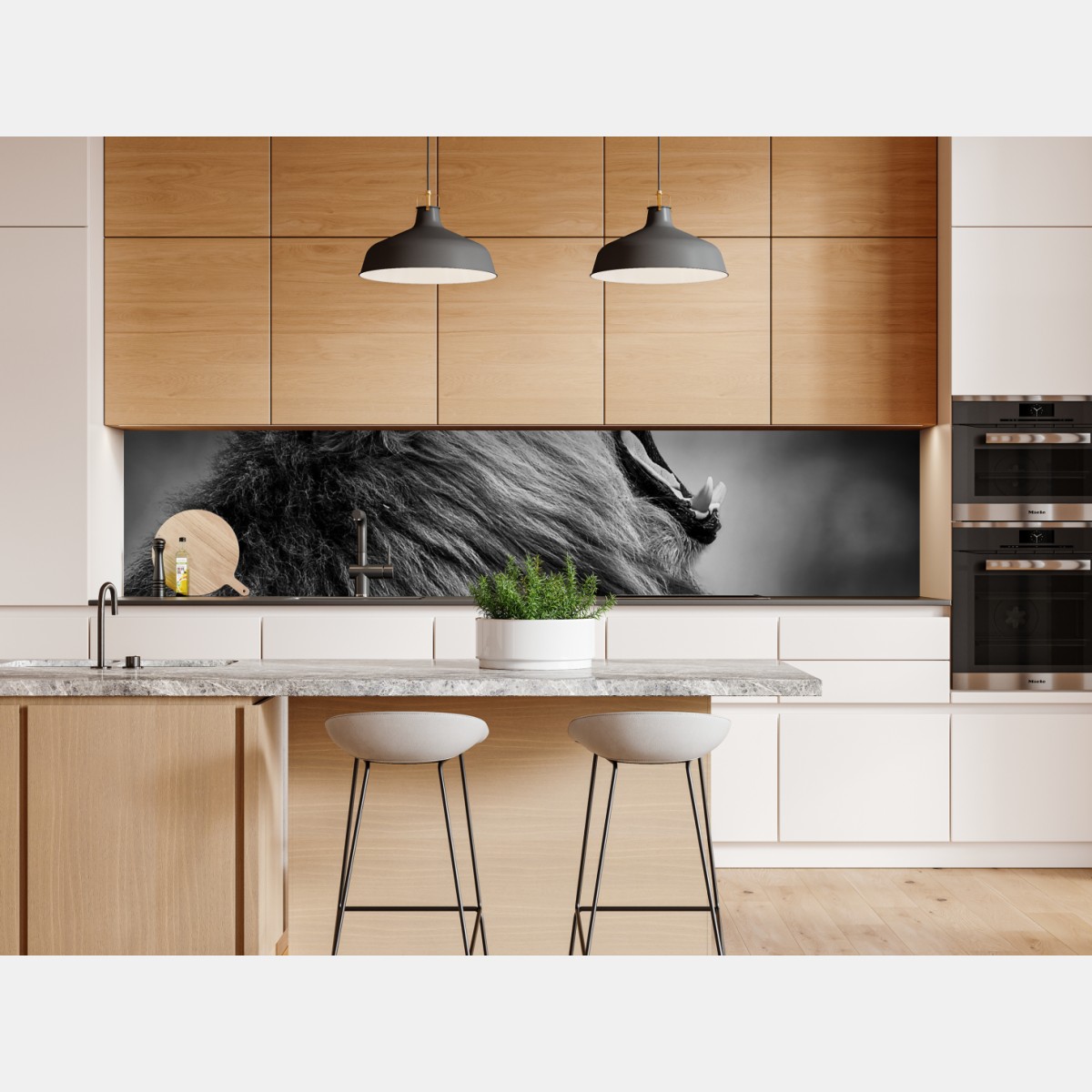Repositionierbarer Aufkleber majestätischer brüllender löwe in monochrom – Wallnifity® Repositionierbarer Aufkleber majestätischer brüllender löwe in monochrom – Wallnifity®