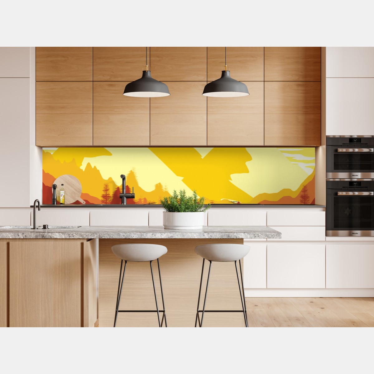 Repositionierbarer Aufkleber goldener sonnenuntergang über bergen – Wallnifity® Repositionierbarer Aufkleber goldener sonnenuntergang über bergen – Wallnifity®