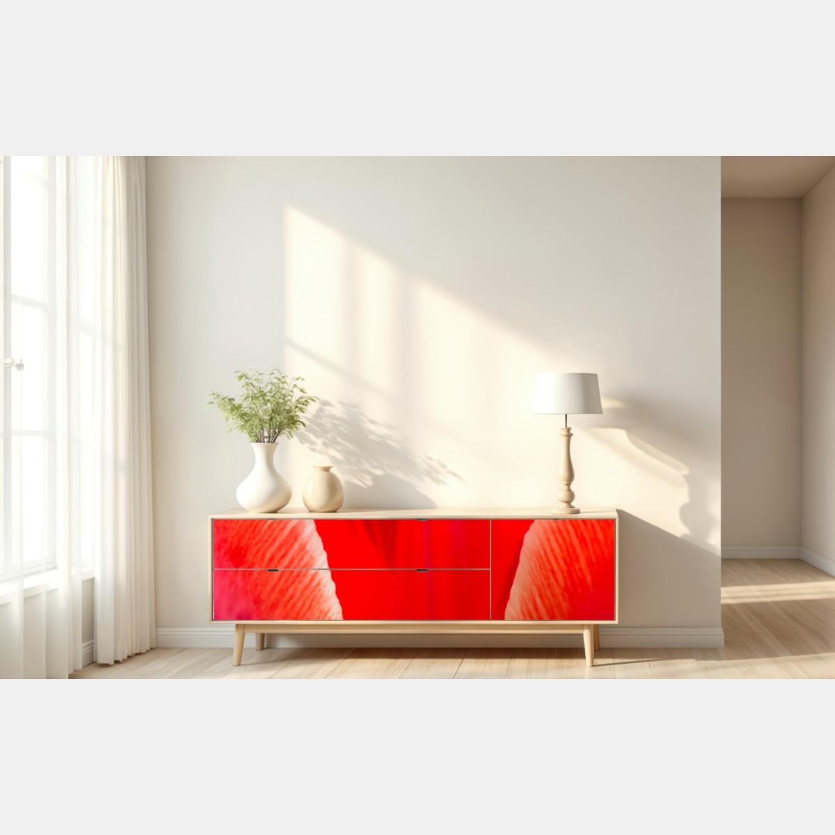 Repositionierbarer Aufkleber leuchtende rote tulpen nahaufnahme – Wallnifity® Repositionierbarer Aufkleber leuchtende rote tulpen nahaufnahme – Wallnifity®