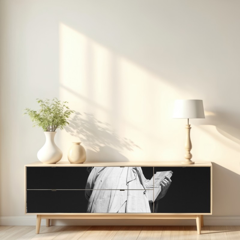 Repositionierbarer Aufkleber Freiheitsstatue in monochrom – Wallnifity® Repositionierbarer Aufkleber Freiheitsstatue in monochrom – Wallnifity®