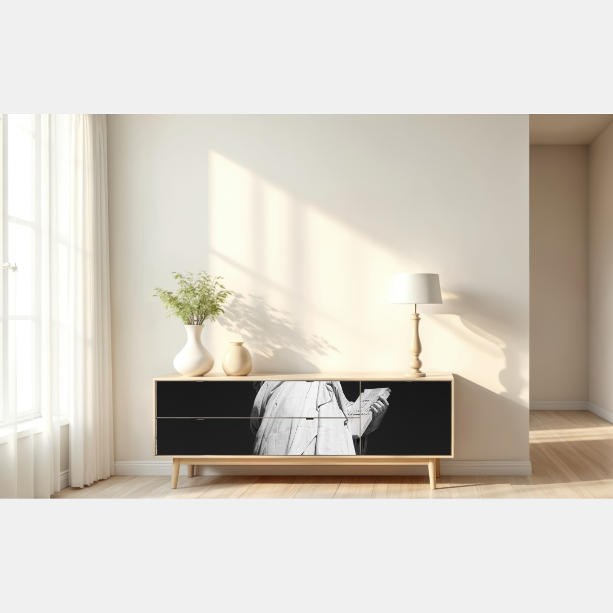 Repositionierbarer Aufkleber Freiheitsstatue in monochrom – Wallnifity® Repositionierbarer Aufkleber Freiheitsstatue in monochrom – Wallnifity®