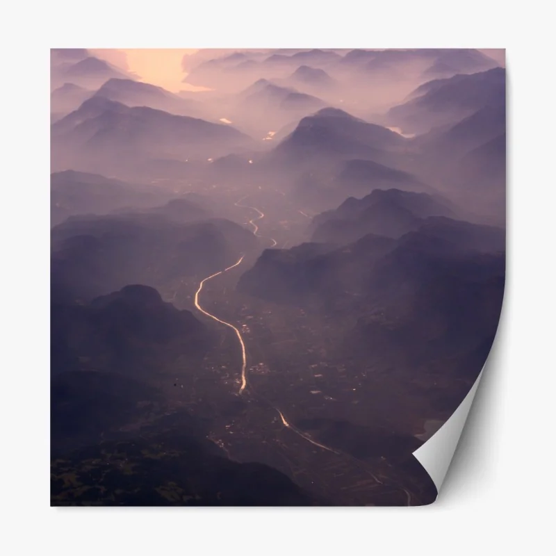 Repositionierbarer Aufkleber nebliges pastell bergtal