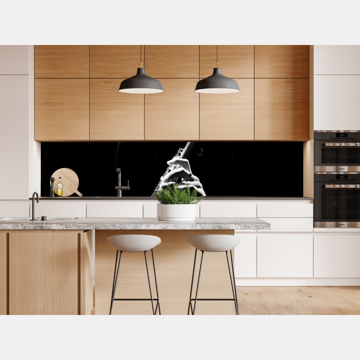 Repositionierbarer Aufkleber elegante flötensilhouette – Wallnifity® Repositionierbarer Aufkleber elegante flötensilhouette – Wallnifity®