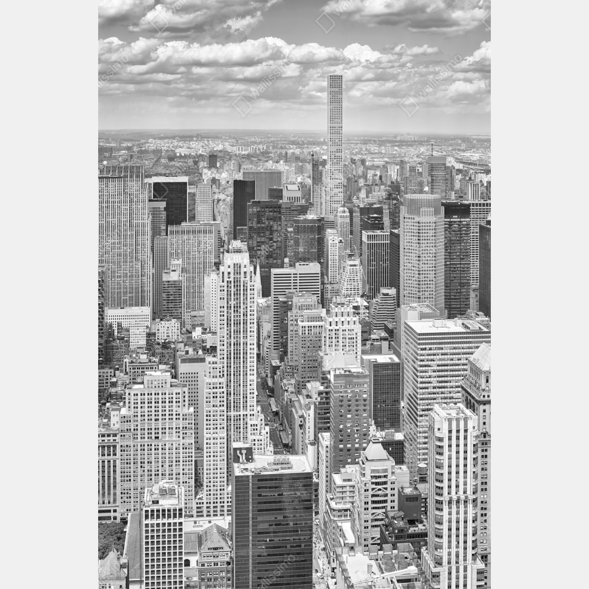 Repositionierbarer Aufkleber panorama von New York in schwarzweiß – Wallnifity® Repositionierbarer Aufkleber panorama von New York in schwarzweiß – Wallnifity®