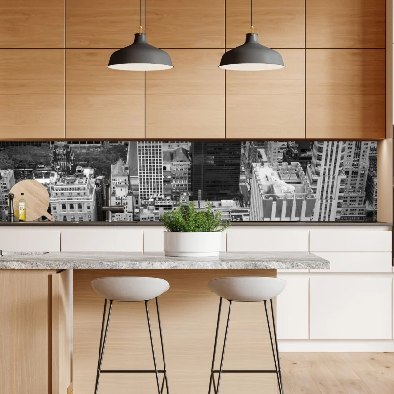 Repositionierbarer Aufkleber schwarzweiße stadtsilhouette – Wallnifity® Repositionierbarer Aufkleber schwarzweiße stadtsilhouette – Wallnifity®