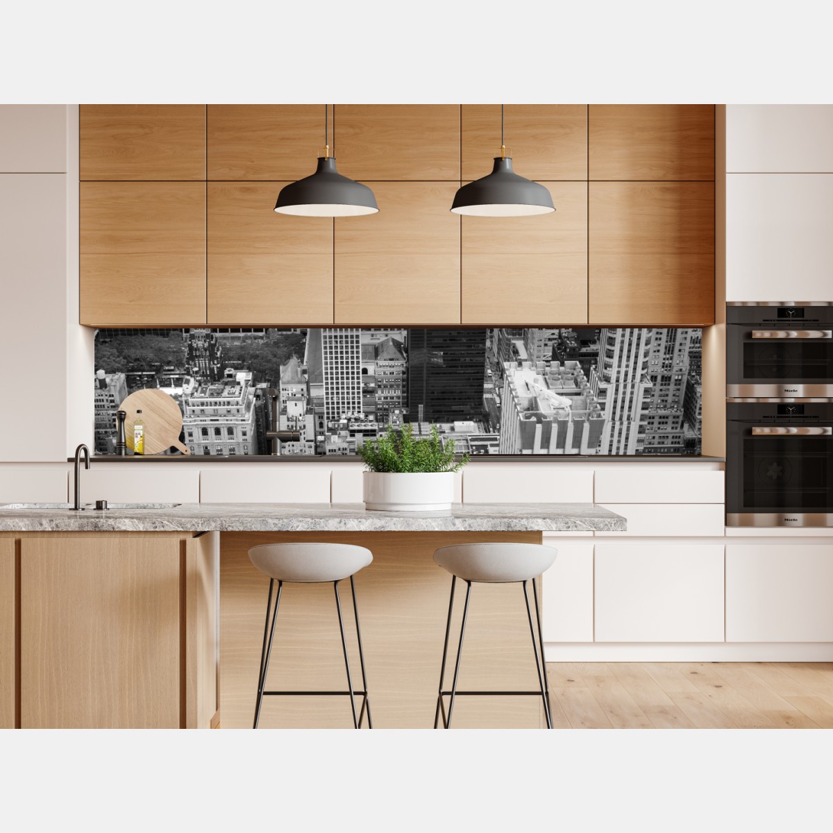 Repositionierbarer Aufkleber schwarzweiße stadtsilhouette – Wallnifity® Repositionierbarer Aufkleber schwarzweiße stadtsilhouette – Wallnifity®