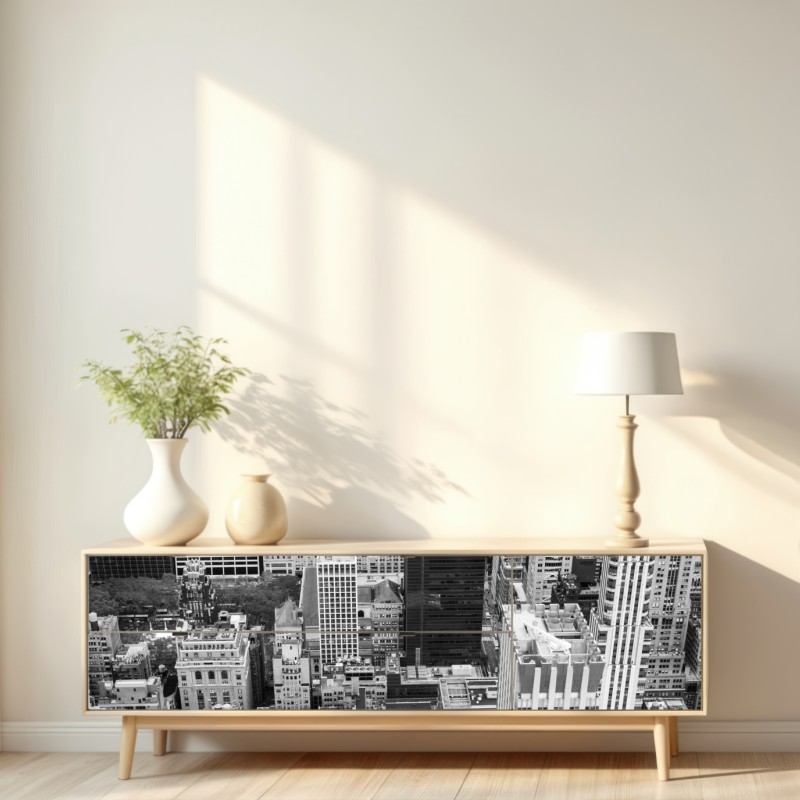 Repositionierbarer Aufkleber schwarzweiße stadtsilhouette – Wallnifity® Repositionierbarer Aufkleber schwarzweiße stadtsilhouette – Wallnifity®