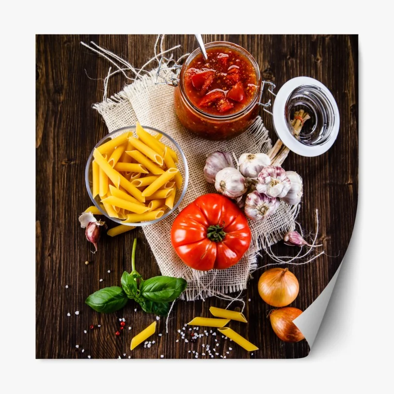 Repositionierbarer Aufkleber rustikales italienisches pasta-arrangement