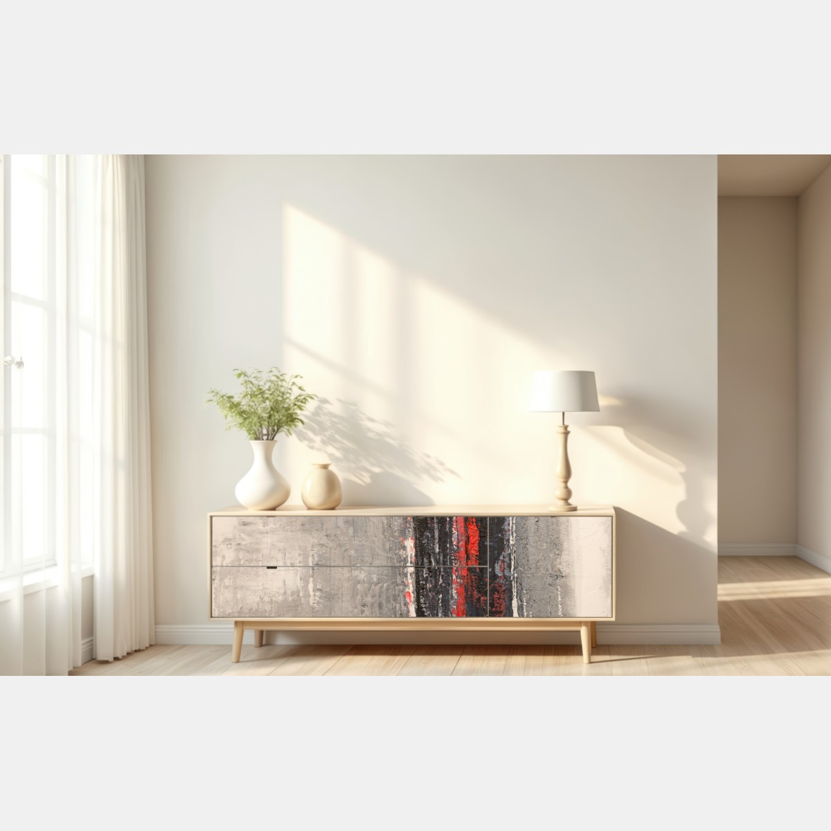 Repositionierbarer Aufkleber strukturierte abstraktion mit rotem akzent – Wallnifity® Repositionierbarer Aufkleber strukturierte abstraktion mit rotem akzent – Wallnifity®