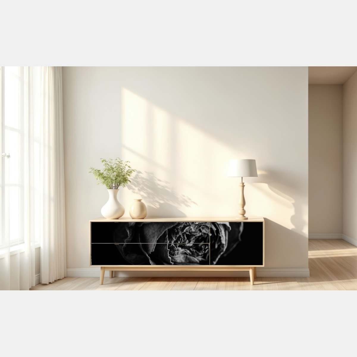 Repositionierbarer Aufkleber monochrome getrocknete rose – Wallnifity® Repositionierbarer Aufkleber monochrome getrocknete rose – Wallnifity®