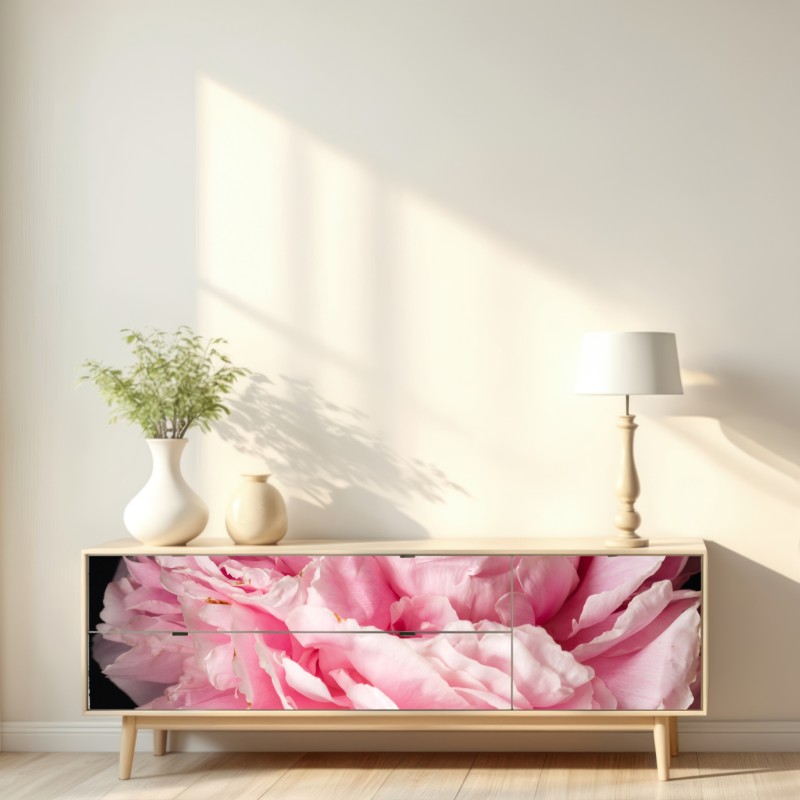 Repositionierbarer Aufkleber zarte rosa pfingstrose nahaufnahme – Wallnifity® Repositionierbarer Aufkleber zarte rosa pfingstrose nahaufnahme – Wallnifity®