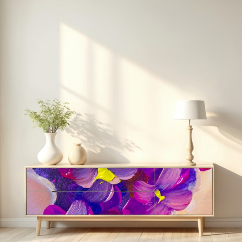 Repositionierbarer Aufkleber intensiver violetter blumenstrauß – Wallnifity® Repositionierbarer Aufkleber intensiver violetter blumenstrauß – Wallnifity®