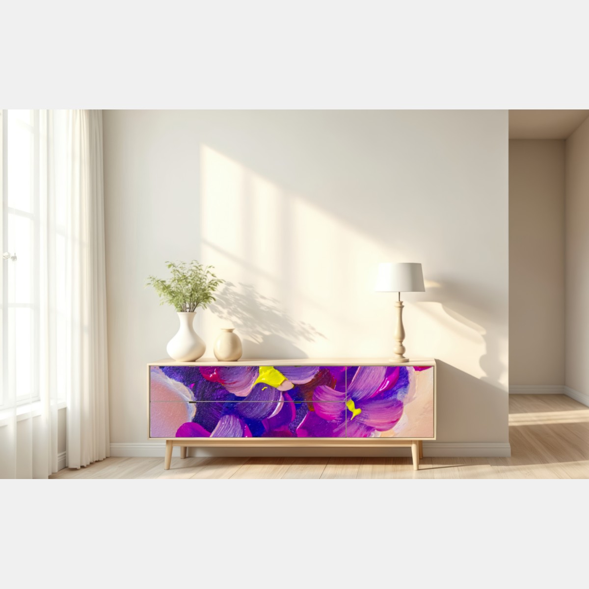 Repositionierbarer Aufkleber intensiver violetter blumenstrauß – Wallnifity® Repositionierbarer Aufkleber intensiver violetter blumenstrauß – Wallnifity®