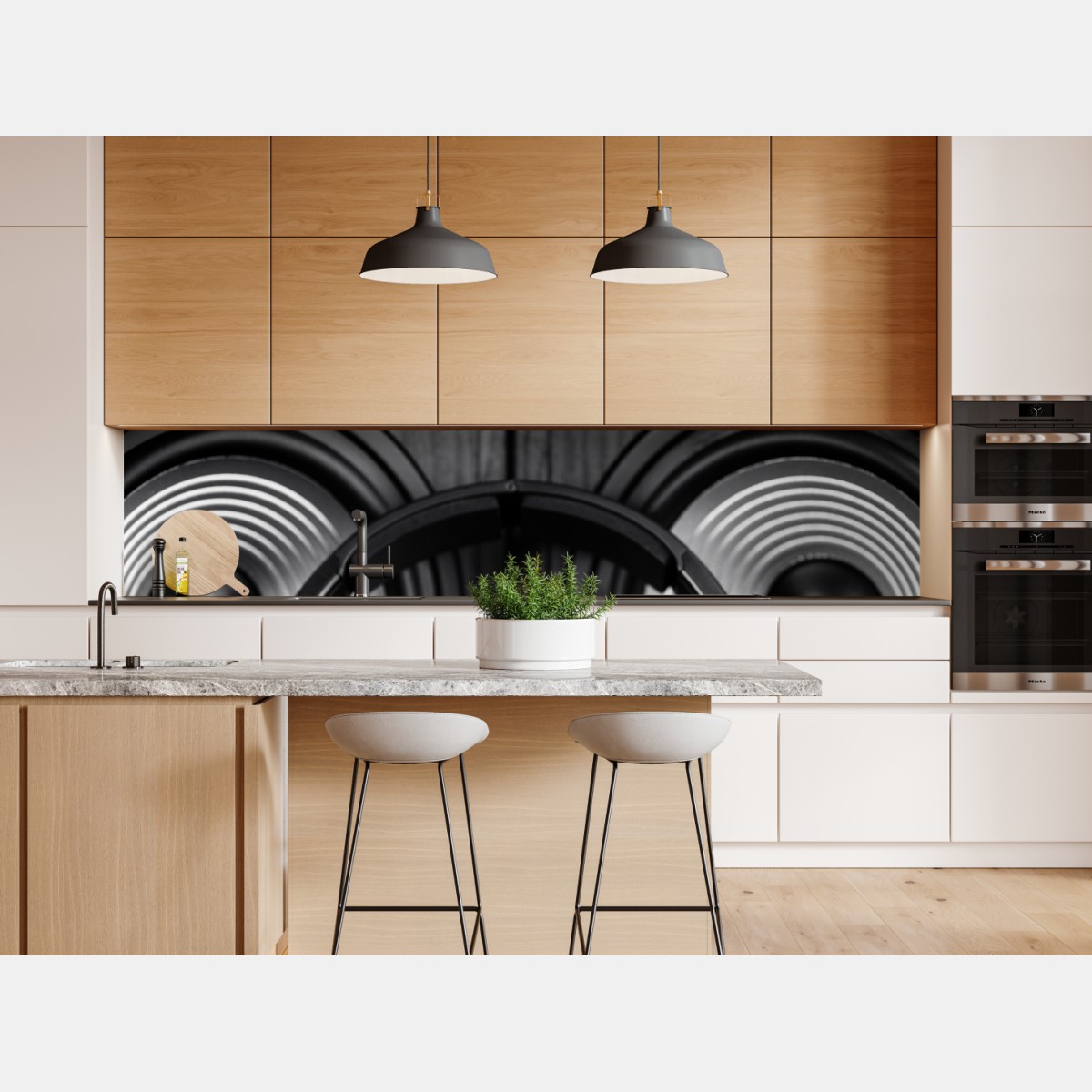Repositionierbarer Aufkleber monochromes audio-ensemble mit kopfhörern und lautsprechern – Wallnifity® Repositionierbarer Aufkleber monochromes audio-ensemble mit kopfhörern und lautsprechern – Wallnifity®