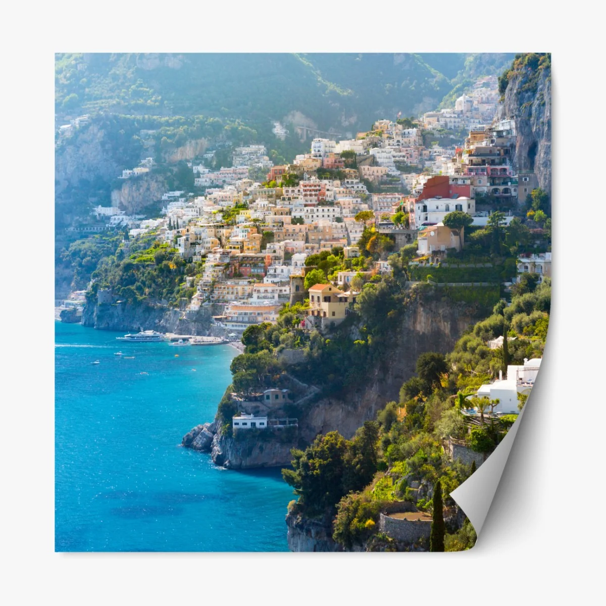 Repositionierbarer Aufkleber Positano küstenpanorama an der klippe – Wallnifity® Repositionierbarer Aufkleber Positano küstenpanorama an der klippe – Wallnifity®