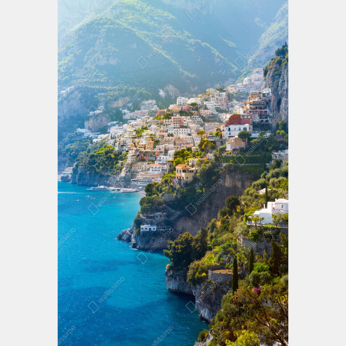 Repositionierbarer Aufkleber Positano küstenpanorama an der klippe – Wallnifity® Repositionierbarer Aufkleber Positano küstenpanorama an der klippe – Wallnifity®