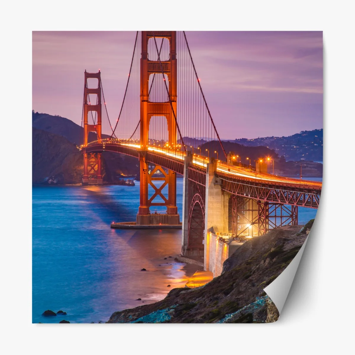 Repositionierbarer Aufkleber golden gate bridge bei dämmerung, San Francisco – Wallnifity® Repositionierbarer Aufkleber golden gate bridge bei dämmerung, San Francisco – Wallnifity®
