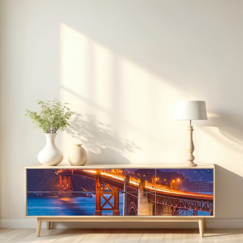 Repositionierbarer Aufkleber golden gate bridge bei dämmerung, San Francisco – Wallnifity® Repositionierbarer Aufkleber golden gate bridge bei dämmerung, San Francisco – Wallnifity®
