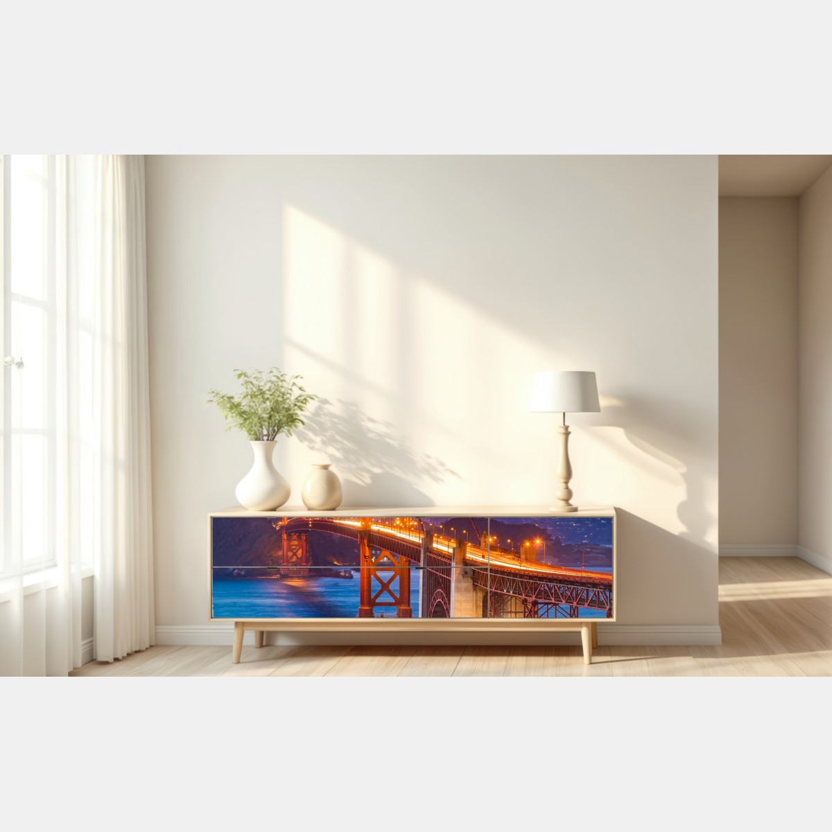 Repositionierbarer Aufkleber golden gate bridge bei dämmerung, San Francisco – Wallnifity® Repositionierbarer Aufkleber golden gate bridge bei dämmerung, San Francisco – Wallnifity®