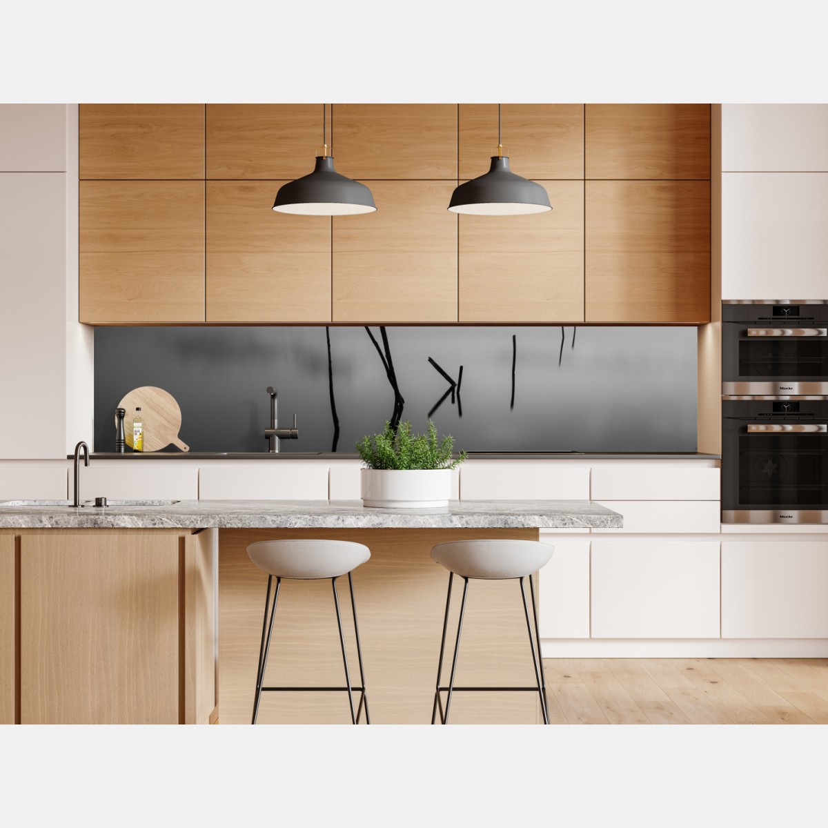 Repositionierbarer Aufkleber ruhiger monochromer see mit reflexionen – Wallnifity® Repositionierbarer Aufkleber ruhiger monochromer see mit reflexionen – Wallnifity®