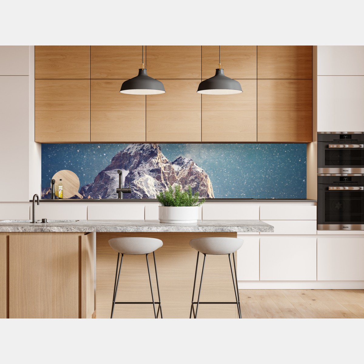Repositionierbarer Aufkleber sternennacht über Ushba – Wallnifity® Repositionierbarer Aufkleber sternennacht über Ushba – Wallnifity®