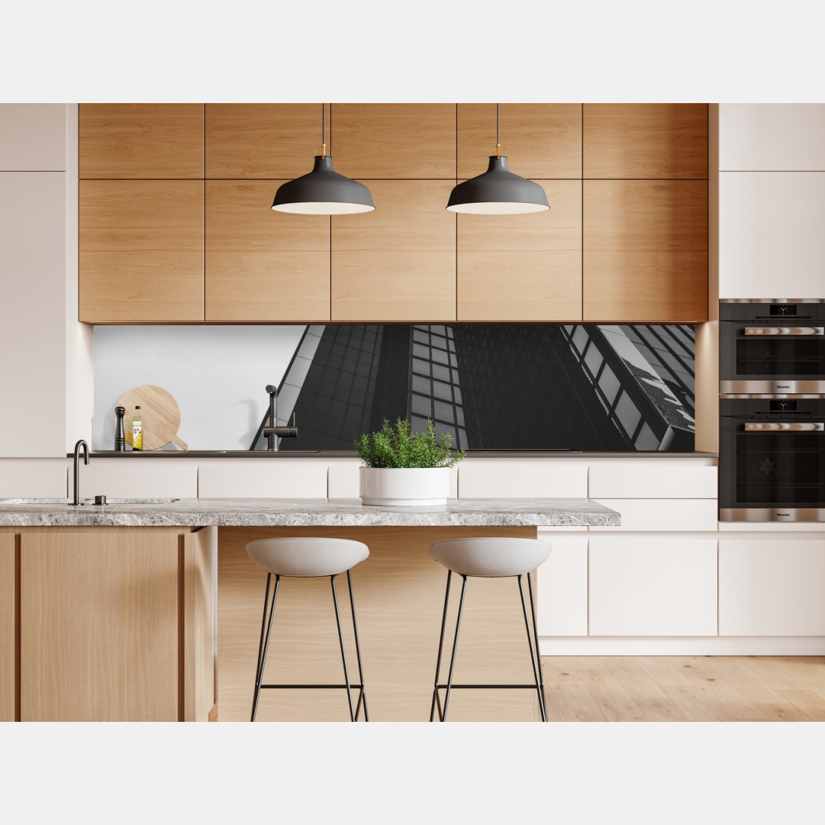 Repositionierbarer Aufkleber monochromer wolkenkratzer in perspektive – Wallnifity® Repositionierbarer Aufkleber monochromer wolkenkratzer in perspektive – Wallnifity®