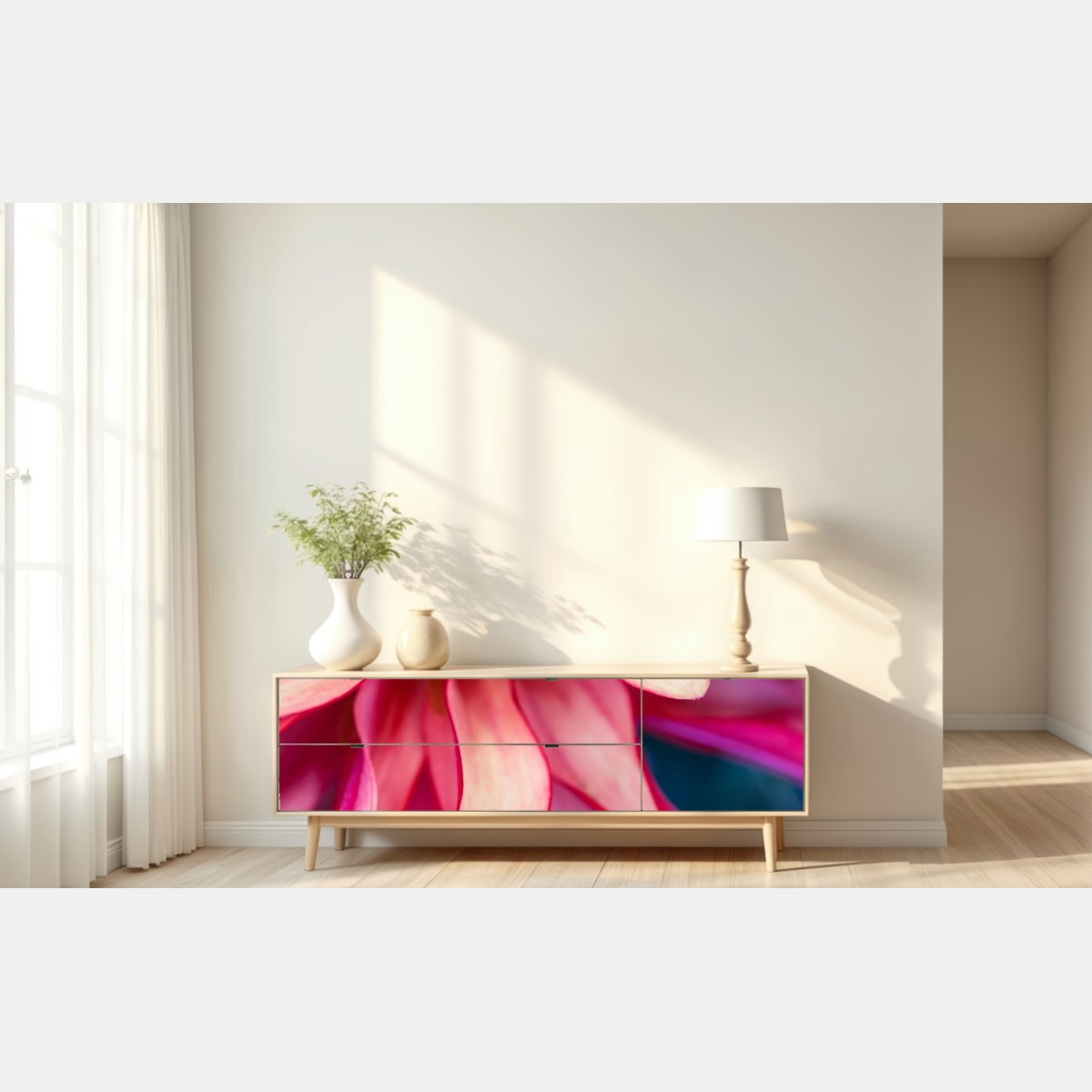 Repositionierbarer Aufkleber vibrantes rosa blütenmakro – Wallnifity® Repositionierbarer Aufkleber vibrantes rosa blütenmakro – Wallnifity®