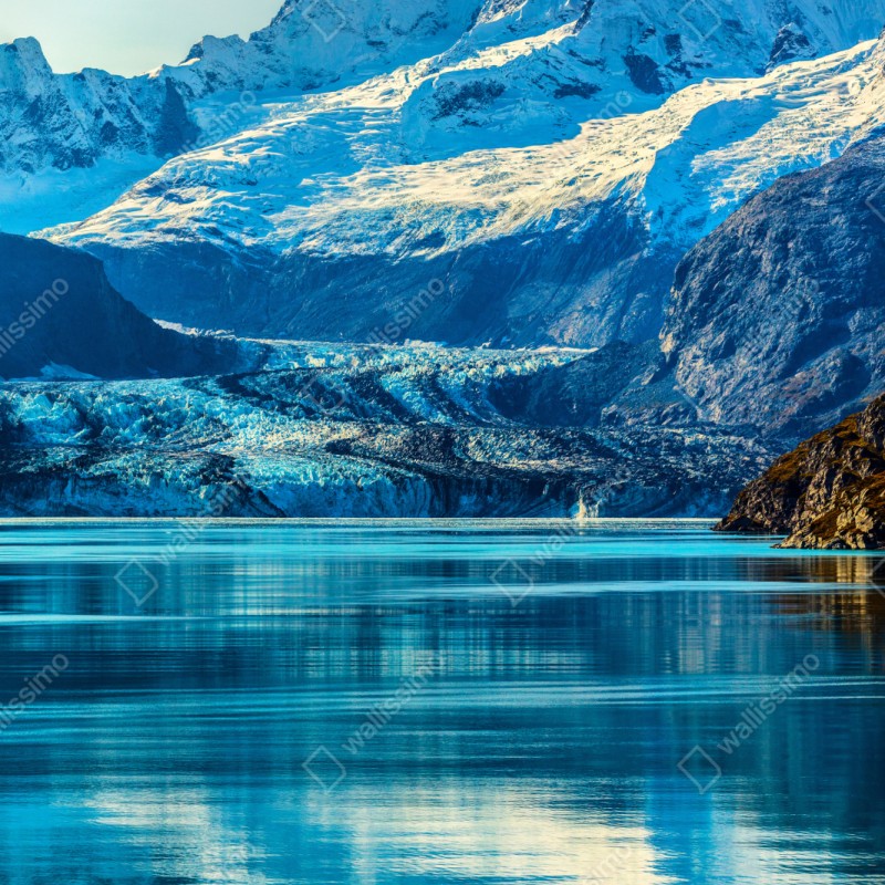 Repositionierbarer Aufkleber majestätischer alpiner gletscher mit spiegelung – Wallnifity® Repositionierbarer Aufkleber majestätischer alpiner gletscher mit spiegelung – Wallnifity®