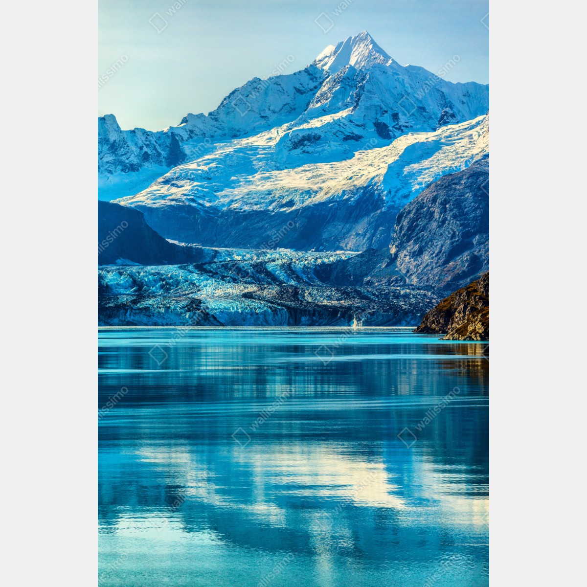 Repositionierbarer Aufkleber majestätischer alpiner gletscher mit spiegelung – Wallnifity® Repositionierbarer Aufkleber majestätischer alpiner gletscher mit spiegelung – Wallnifity®