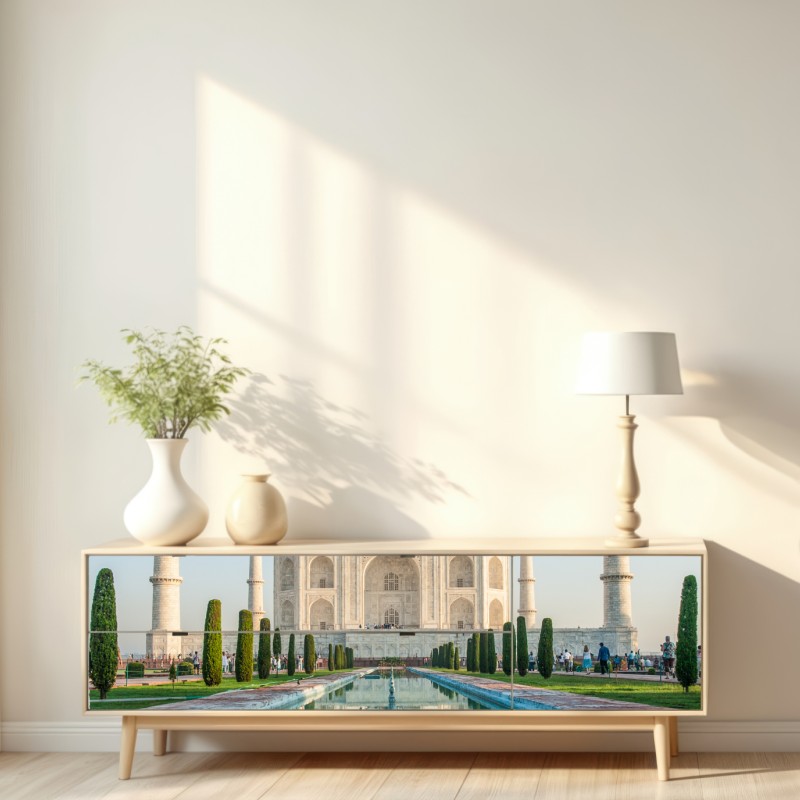 Repositionierbarer Aufkleber Taj Mahal spiegelung im morgendlichen licht – Wallnifity® Repositionierbarer Aufkleber Taj Mahal spiegelung im morgendlichen licht – Wallnifity®