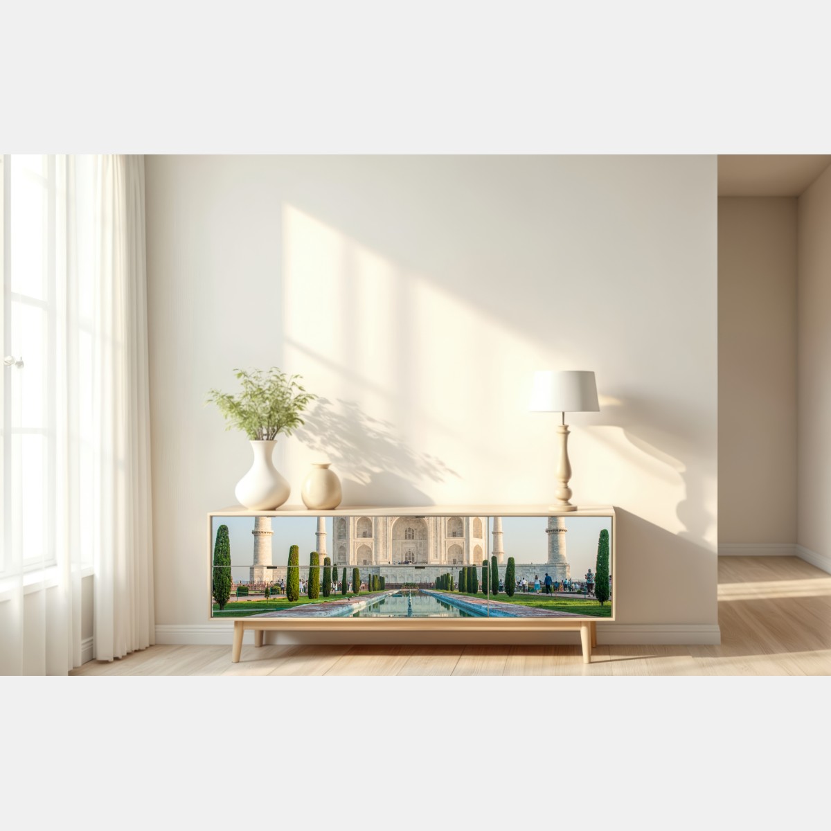Repositionierbarer Aufkleber Taj Mahal spiegelung im morgendlichen licht – Wallnifity® Repositionierbarer Aufkleber Taj Mahal spiegelung im morgendlichen licht – Wallnifity®