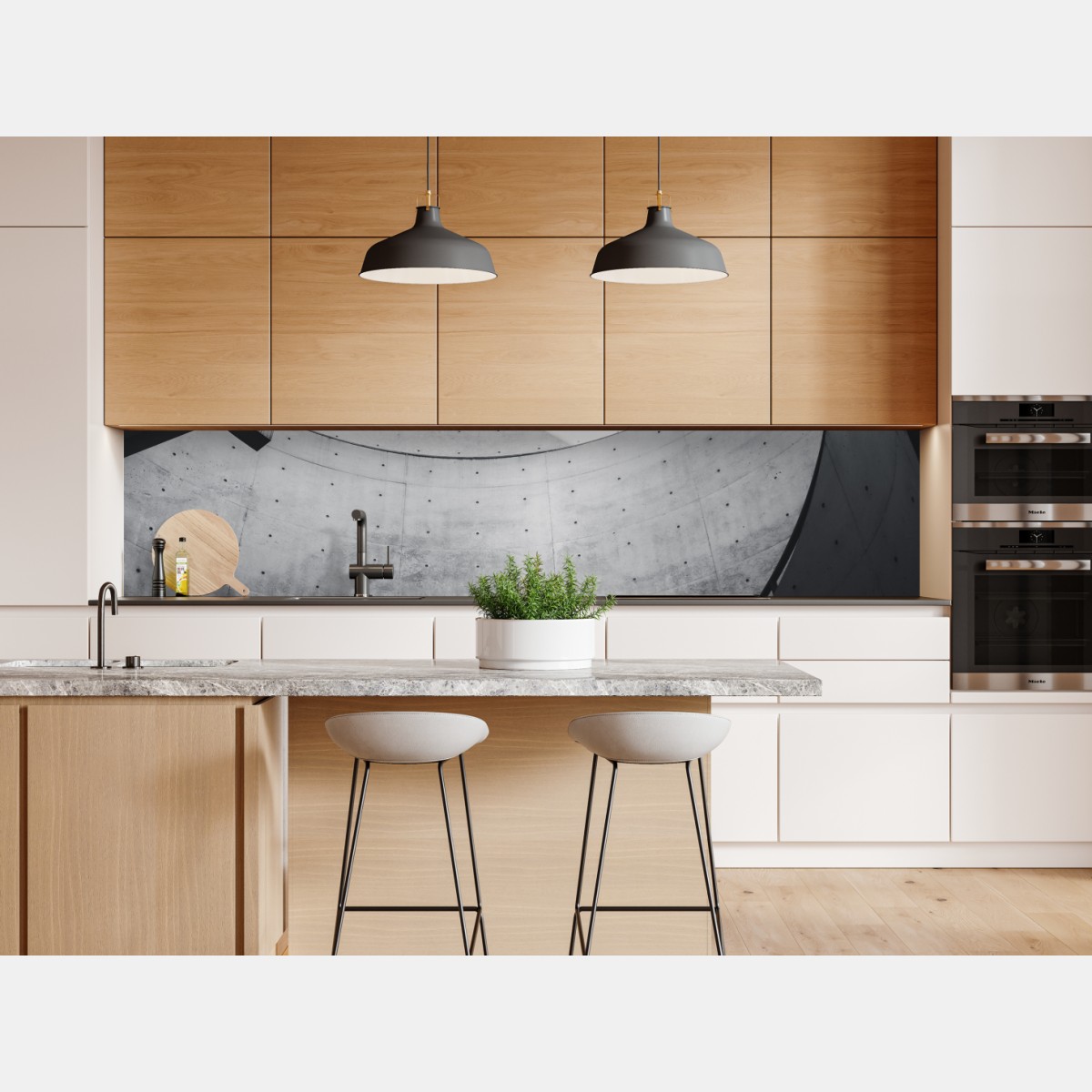 Repositionierbarer Aufkleber geschwungene beton-spiraltreppe – Wallnifity® Repositionierbarer Aufkleber geschwungene beton-spiraltreppe – Wallnifity®