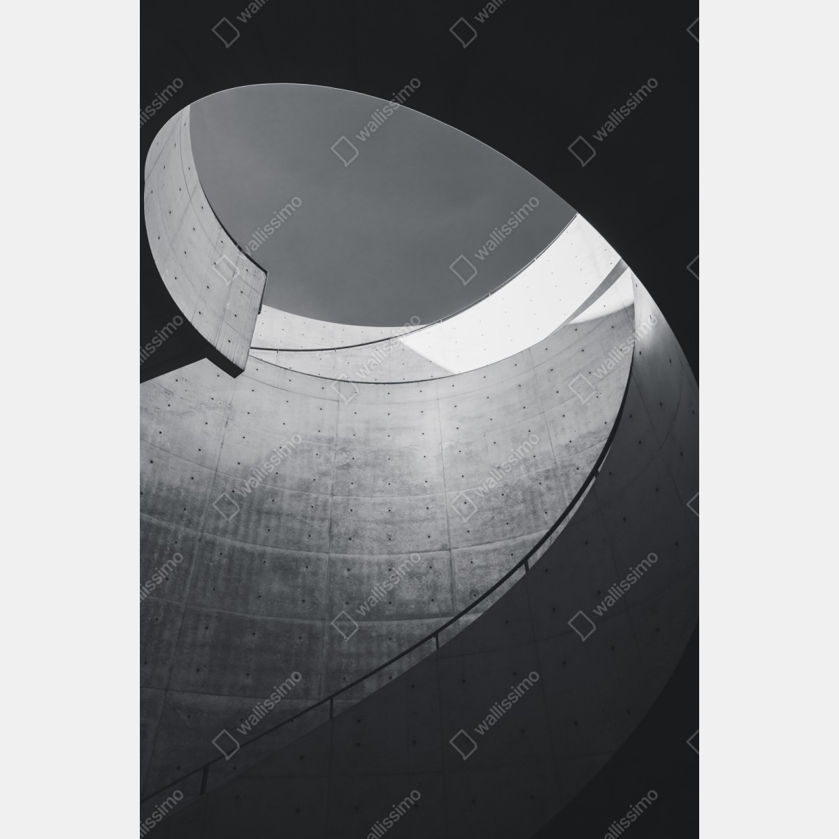 Repositionierbarer Aufkleber geschwungene beton-spiraltreppe – Wallnifity® Repositionierbarer Aufkleber geschwungene beton-spiraltreppe – Wallnifity®