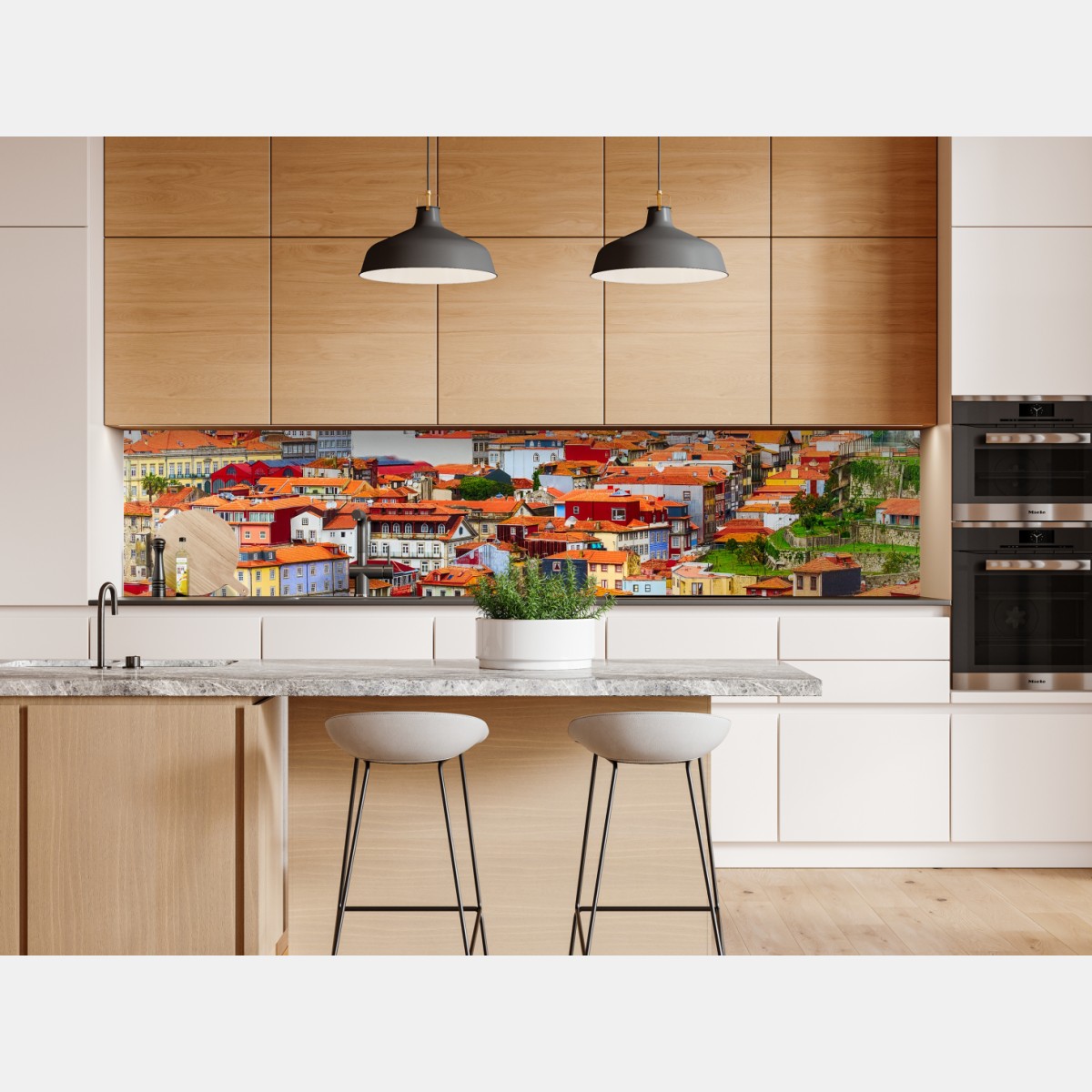 Repositionierbarer Aufkleber Porto buntes uferpanorama – Wallnifity® Repositionierbarer Aufkleber Porto buntes uferpanorama – Wallnifity®