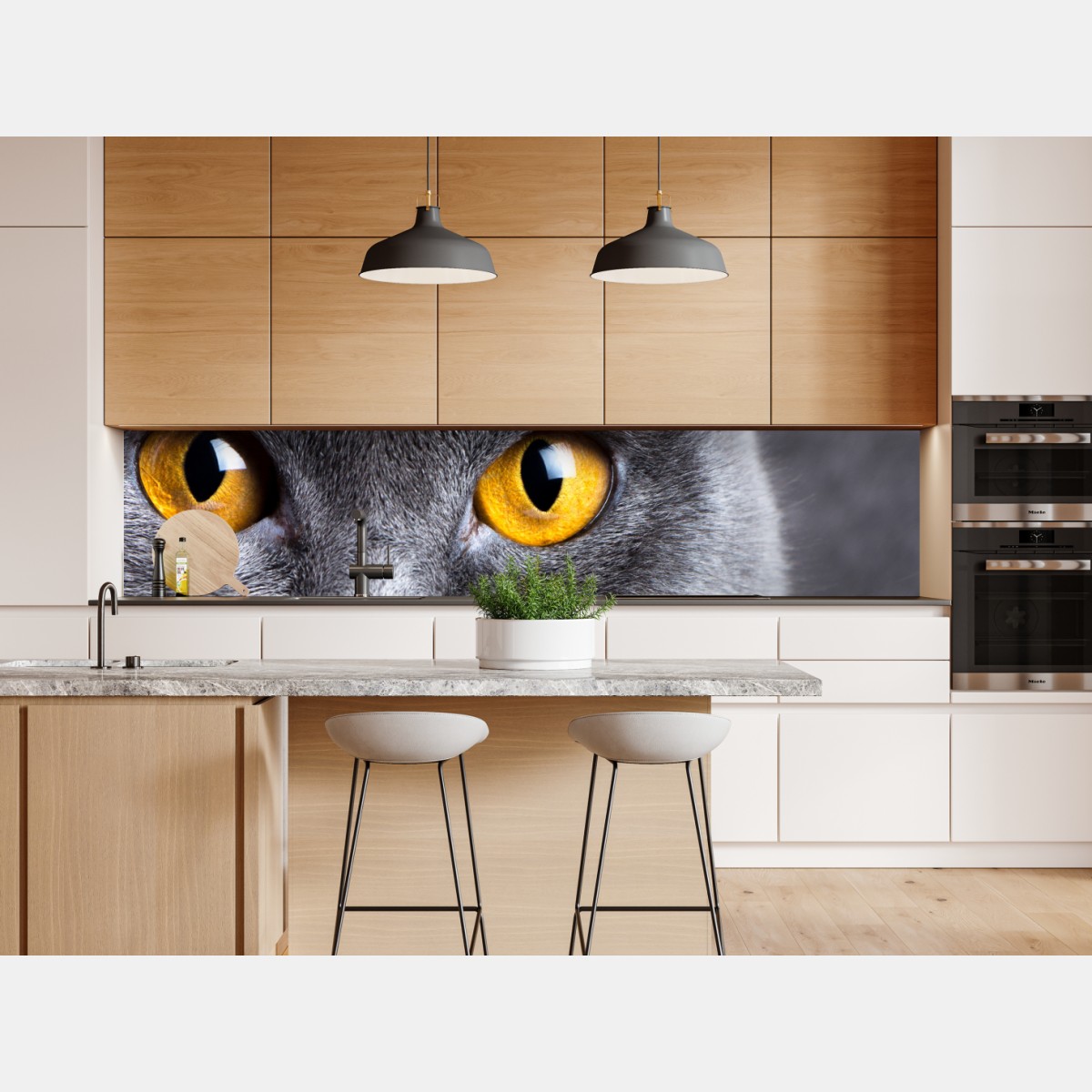 Repositionierbarer Aufkleber ausdrucksstarkes porträt einer grauen katze mit goldenen augen – Wallnifity® Repositionierbarer Aufkleber ausdrucksstarkes porträt einer grauen katze mit goldenen augen – Wallnifity®