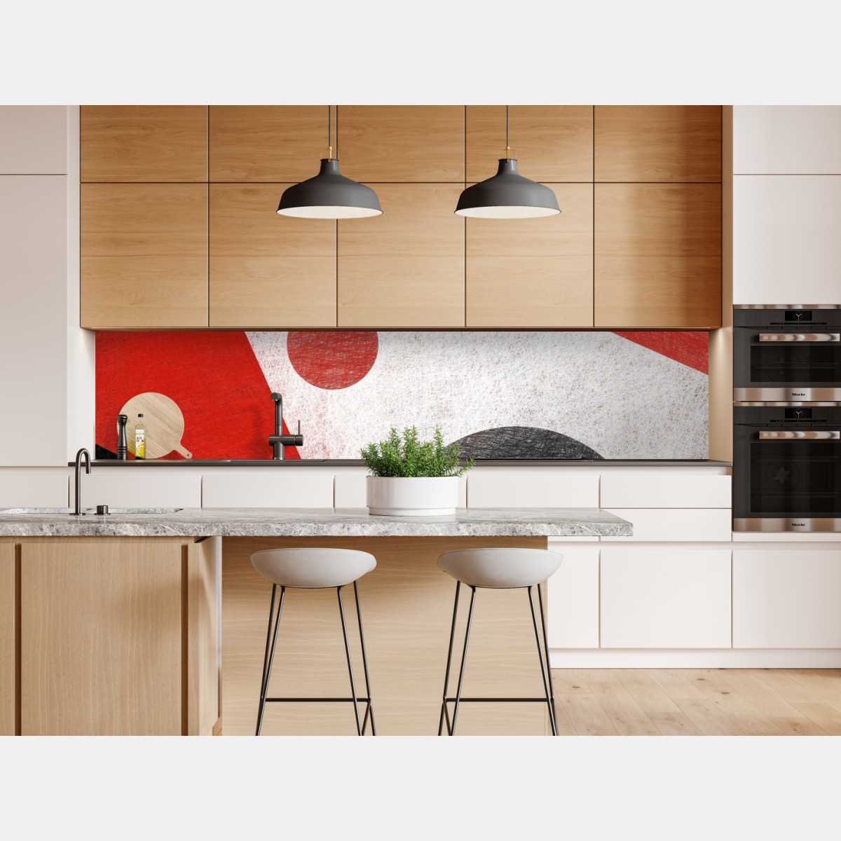 Repositionierbarer Aufkleber geometrische abstraktion in rot und schwarz – Wallnifity® Repositionierbarer Aufkleber geometrische abstraktion in rot und schwarz – Wallnifity®