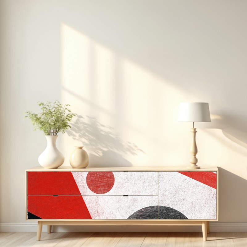 Repositionierbarer Aufkleber geometrische abstraktion in rot und schwarz – Wallnifity® Repositionierbarer Aufkleber geometrische abstraktion in rot und schwarz – Wallnifity®