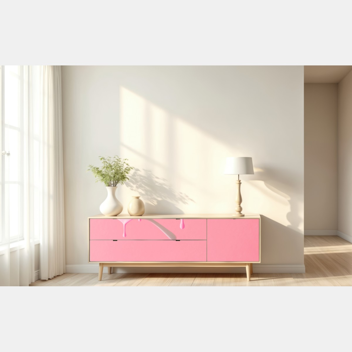 Repositionierbarer Aufkleber schmelzende rosa sonnenbrille – Wallnifity® Repositionierbarer Aufkleber schmelzende rosa sonnenbrille – Wallnifity®