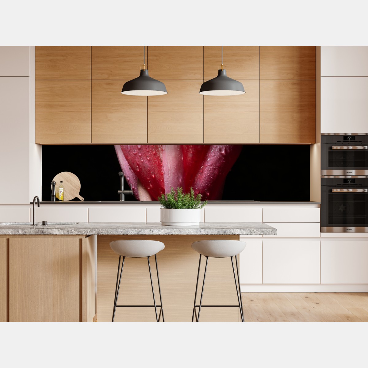 Repositionierbarer Aufkleber leuchtende rosa blüte vor schwarzem hintergrund – Wallnifity® Repositionierbarer Aufkleber leuchtende rosa blüte vor schwarzem hintergrund – Wallnifity®