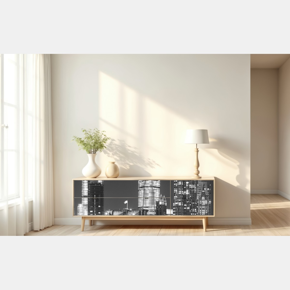 Repositionierbarer Aufkleber Brooklyn Bridge und Manhattan skyline bei nacht – Wallnifity® Repositionierbarer Aufkleber Brooklyn Bridge und Manhattan skyline bei nacht – Wallnifity®