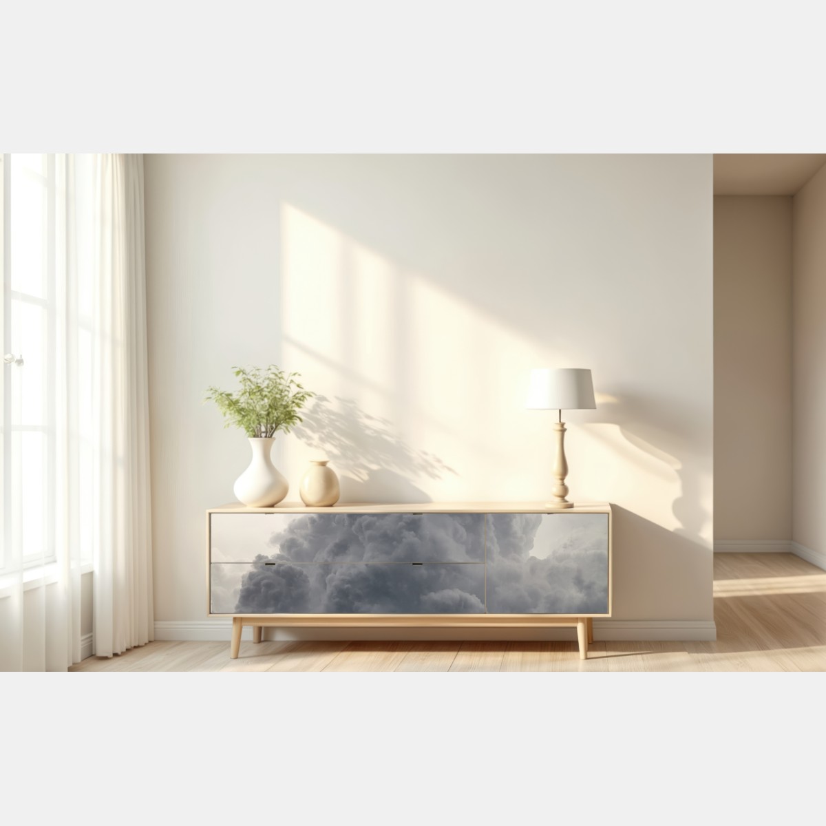 Repositionierbarer Aufkleber dramatische graue wolkenlandschaft – Wallnifity® Repositionierbarer Aufkleber dramatische graue wolkenlandschaft – Wallnifity®
